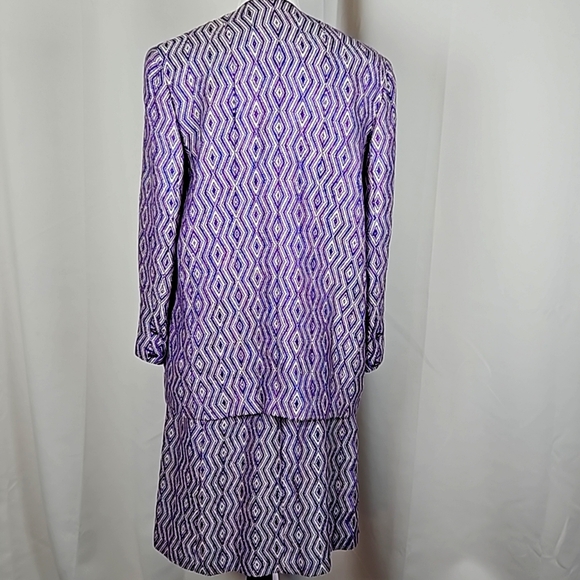 CHANEL purple diamond weave pencil skirt & jacket set size 44 (size 12) - Picture 3 of 6